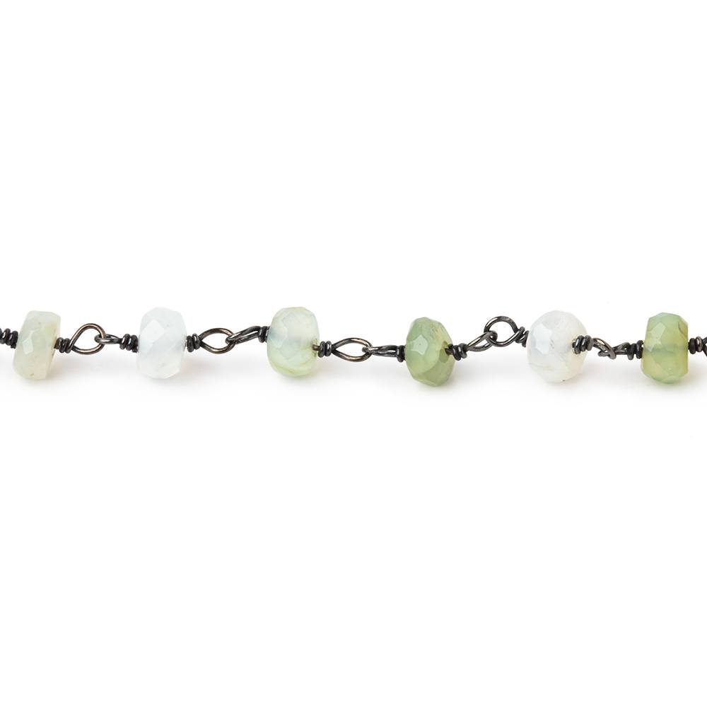 4mm Blue Peruvian Opal Faceted Rondelle Beads on Black Gold over .925 Silver Chain (ONLINE ORDER ONLY)