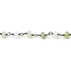 4mm Blue Peruvian Opal Faceted Rondelle Beads on Black Gold over .925 Silver Chain (ONLINE ORDER ONLY)