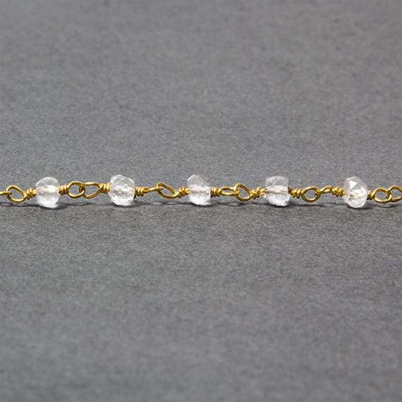 4mm Crystal Quartz rondelle Gold plated Chain sold by the foot 34 pieces (ONLINE ORDER ONLY)