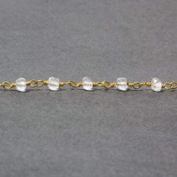4mm Crystal Quartz rondelle Gold plated Chain sold by the foot 34 pieces (ONLINE ORDER ONLY)