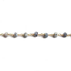 4mm Dendritic Opal faceted rondelle Gold Chain by the foot 34 pieces