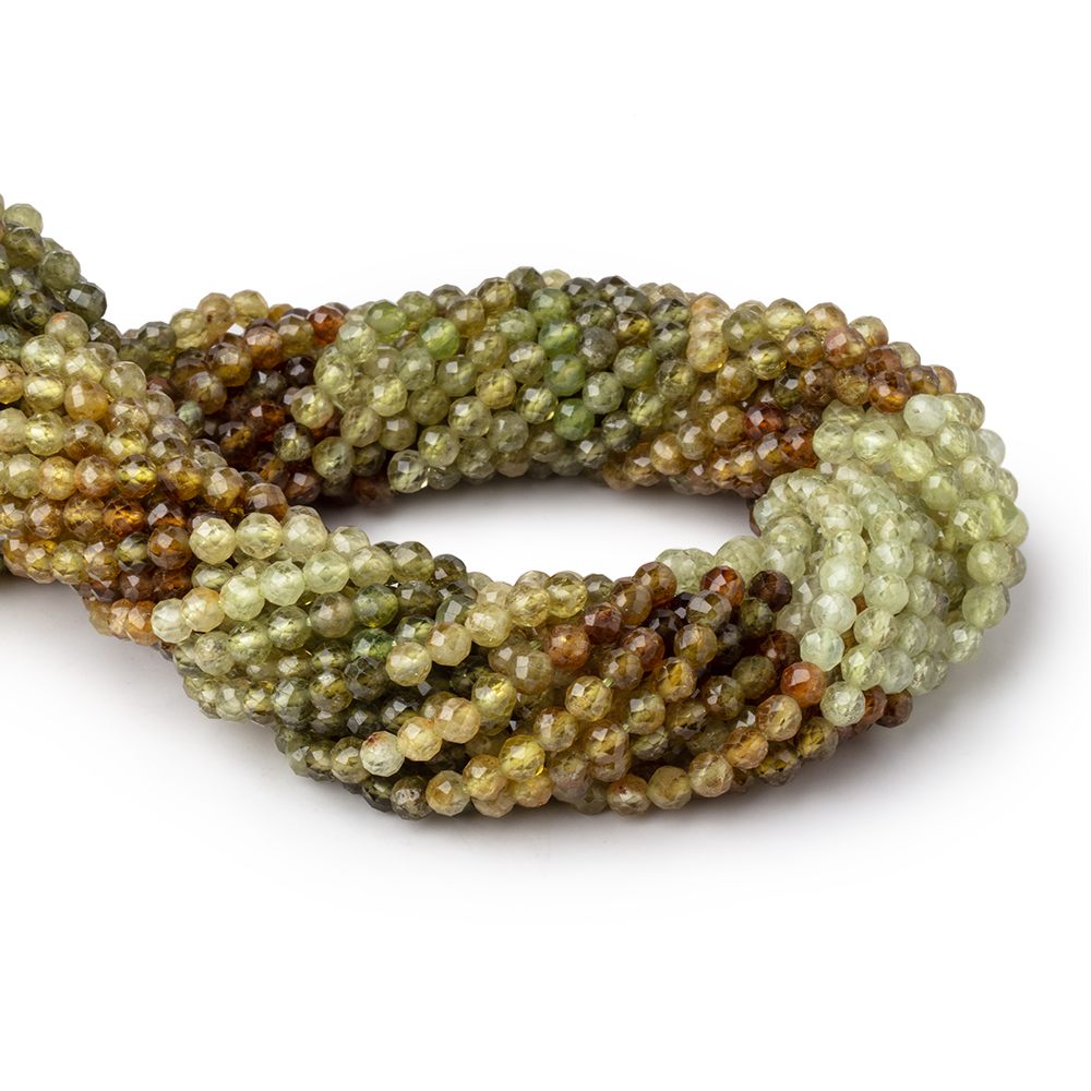 4mm Grossular Garnet Micro Faceted Round Beads 12 inch 78 pieces (ONLINE ORDER ONLY)