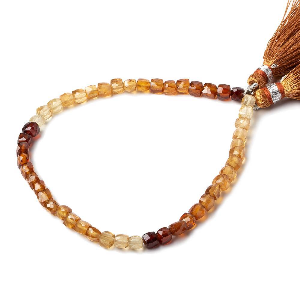 4mm Hessonite Garnet Faceted Cube Beads 8 inch 48 pieces (ONLINE ORDER ONLY)