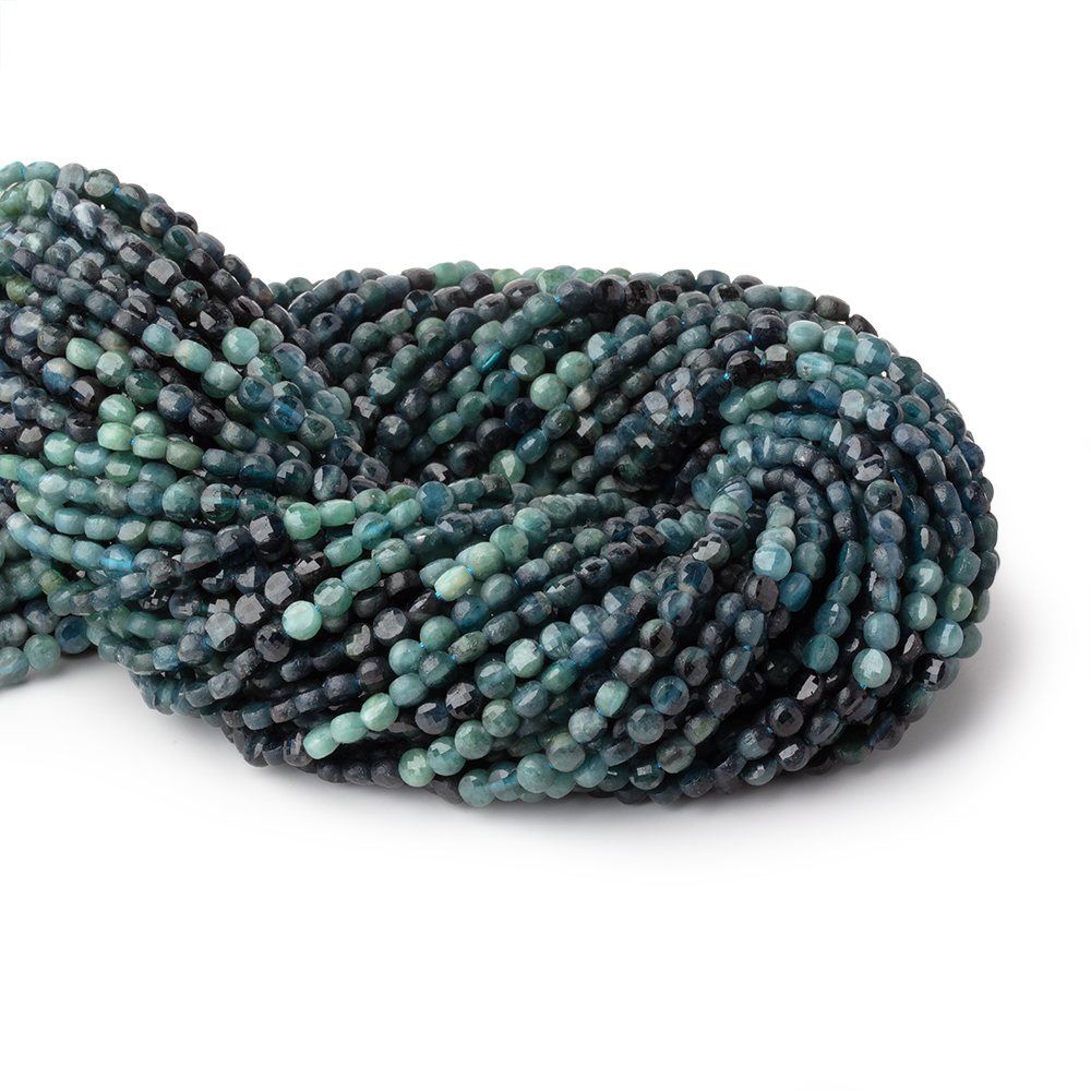 4mm Indicolite Tourmaline Checkerboard Faceted Calibrated Coins 12.25 inch 82 Beads