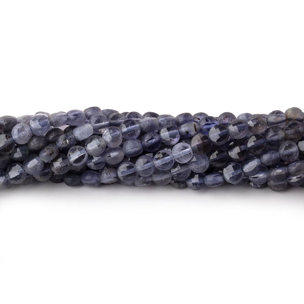 4mm Iolite Checkerboard Faceted Calibrated Coin Beads 12.5 inch 92 pieces (ONLINE ORDER ONLY)
