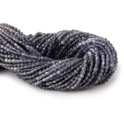 4mm Iolite Checkerboard Faceted Calibrated Coin Beads 12.5 inch 92 pieces (ONLINE ORDER ONLY)