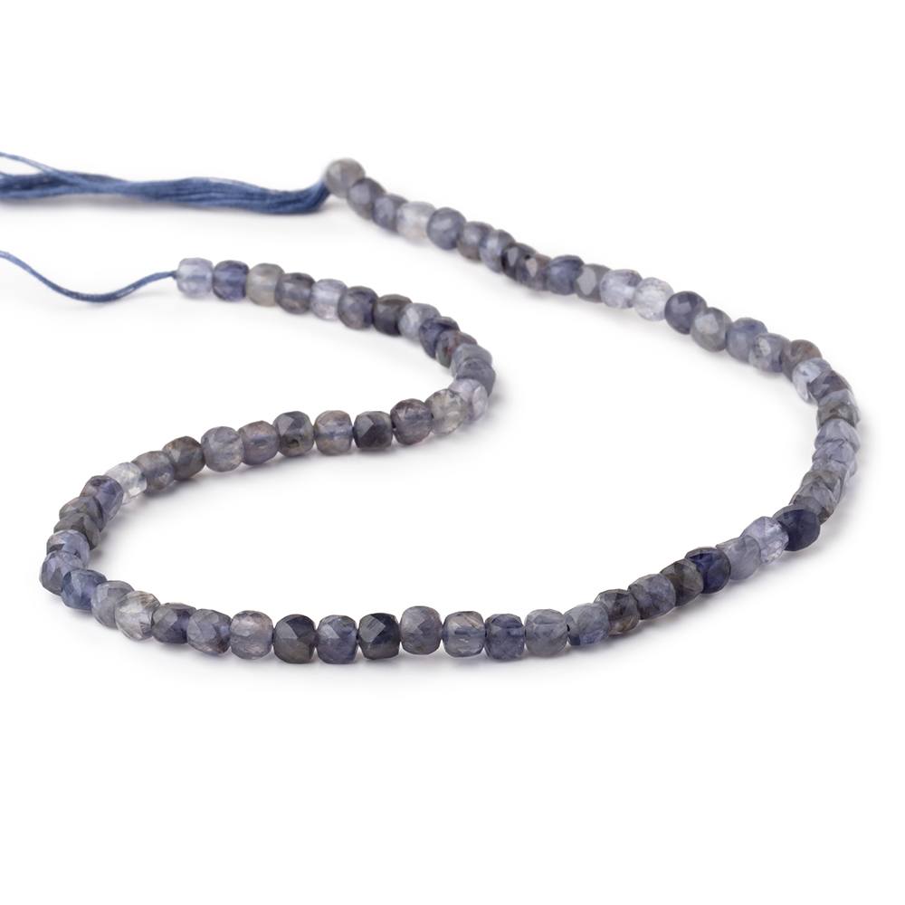 4mm Iolite Micro Faceted Cube Beads 12 inch 75 pieces (ONLINE ORDER ONLY)