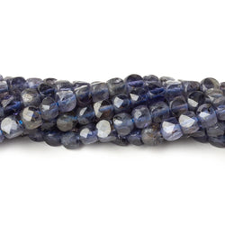 4mm Iolite micro faceted cubes 12 inch 80 beads