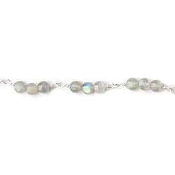 4mm Labradorite faceted coin Trio Silver Plated Chain by the foot 54 beads per length (ONLINE ORDER ONLY)