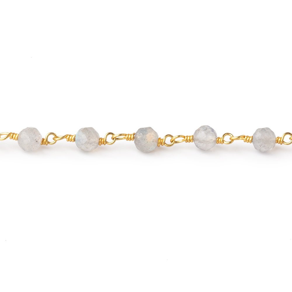4mm Labradorite Micro Faceted Rounds on Gold Plated Chain (ONLINE ORDER ONLY)