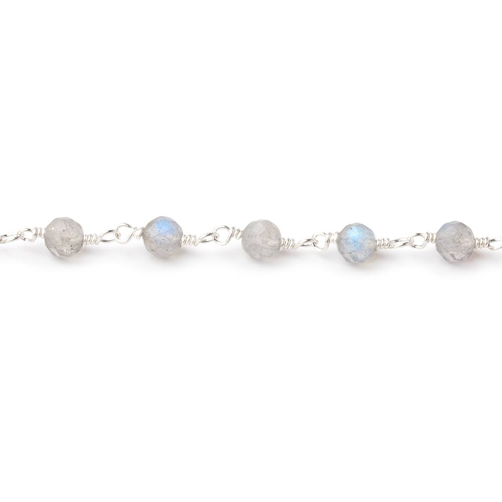 4mm Labradorite Micro Faceted Rounds on Silver Plated Chain (ONLINE ORDER ONLY)