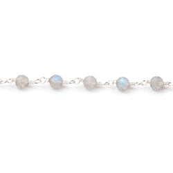 4mm Labradorite Micro Faceted Rounds on Silver Plated Chain (ONLINE ORDER ONLY)