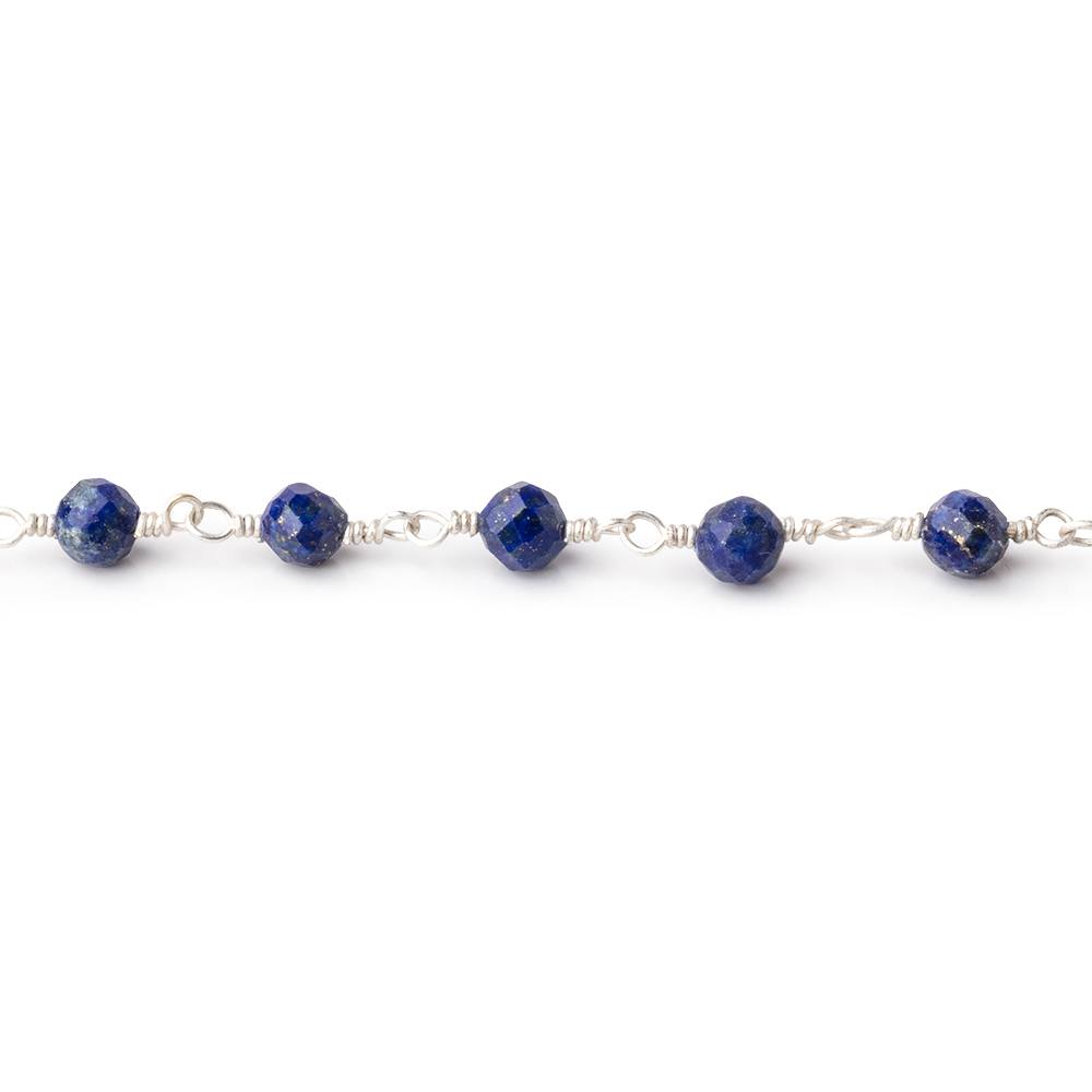 4mm Lapis Lazuli Micro Faceted Rounds on Silver Plated Chain (ONLINE ORDER ONLY)