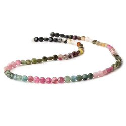 4mm Multi Color Tourmaline checkerboard calibrated faceted coins 12.5 inch 85 beads (ONLINE ORDER ONLY)