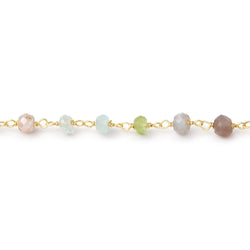 4mm Multi Gem Faceted Rondelles on Vermeil Hand-Wrapped Chain (ONLINE ORDER ONLY)
