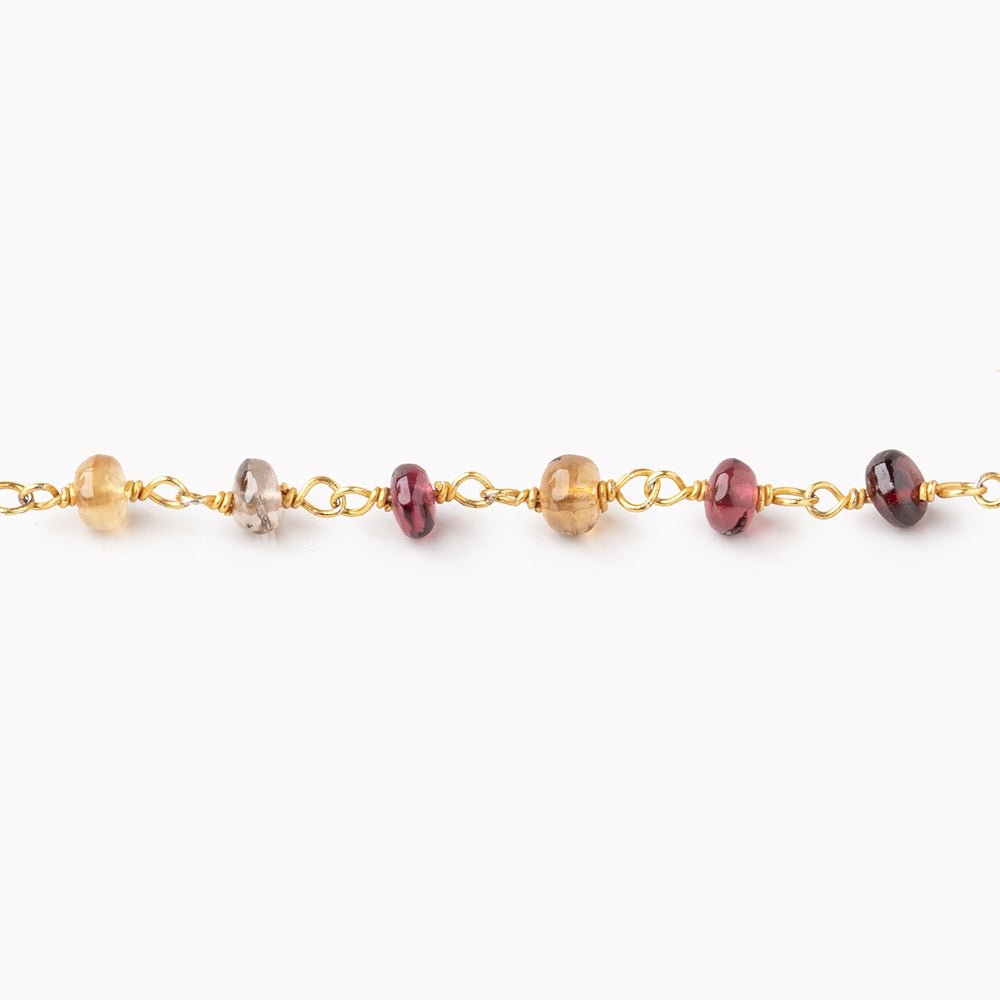 4mm Multi Gemstone Plain Rondelle Beads on Vermeil Chain (ONLINE ORDER ONLY)