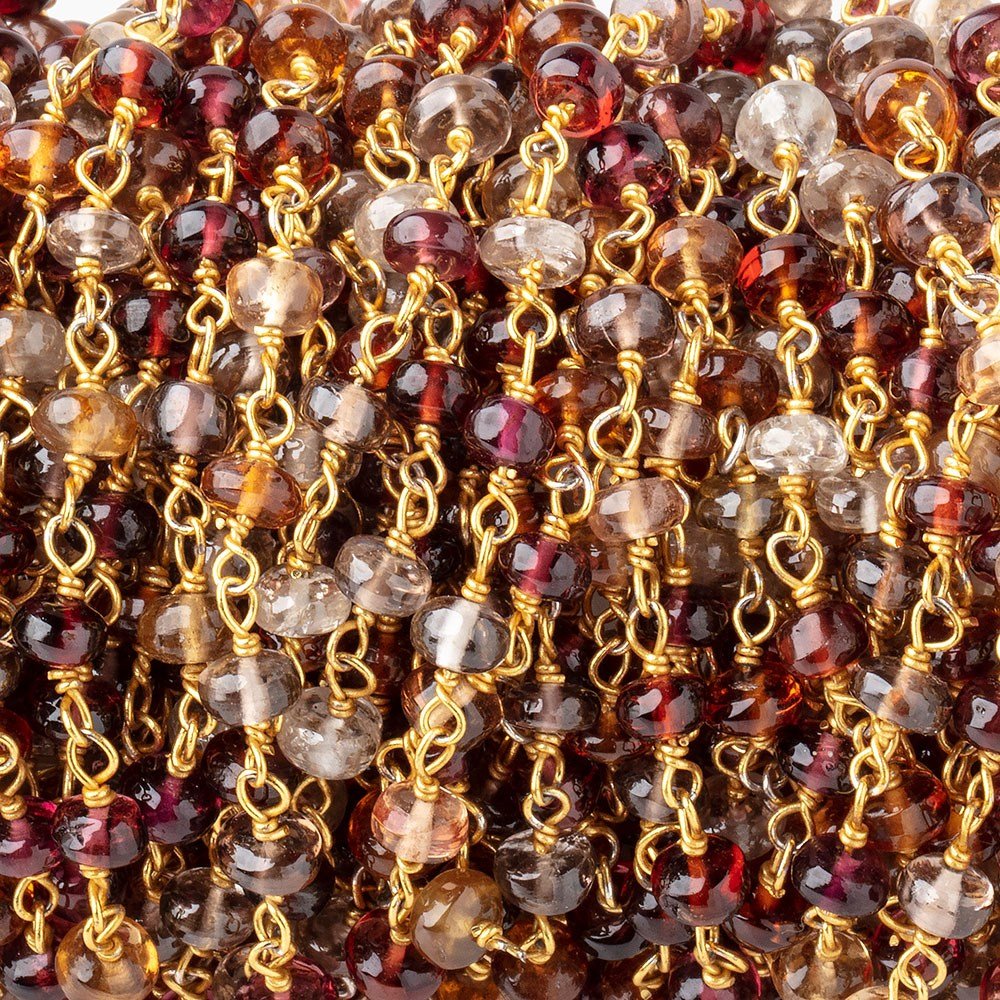 4mm Multi Gemstone Plain Rondelle Beads on Vermeil Chain (ONLINE ORDER ONLY)