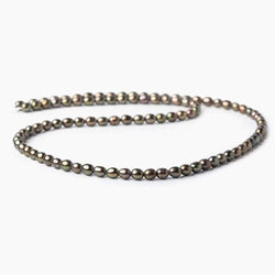 4mm Mushroom Green Straight Drilled Oval Freshwater Pearls, 15 inch, 90 pieces (ONLINE ORDER ONLY)