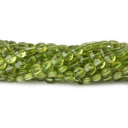 4mm Peridot checkerboard calibrated faceted coins 12.5 inch 85 beads AAA