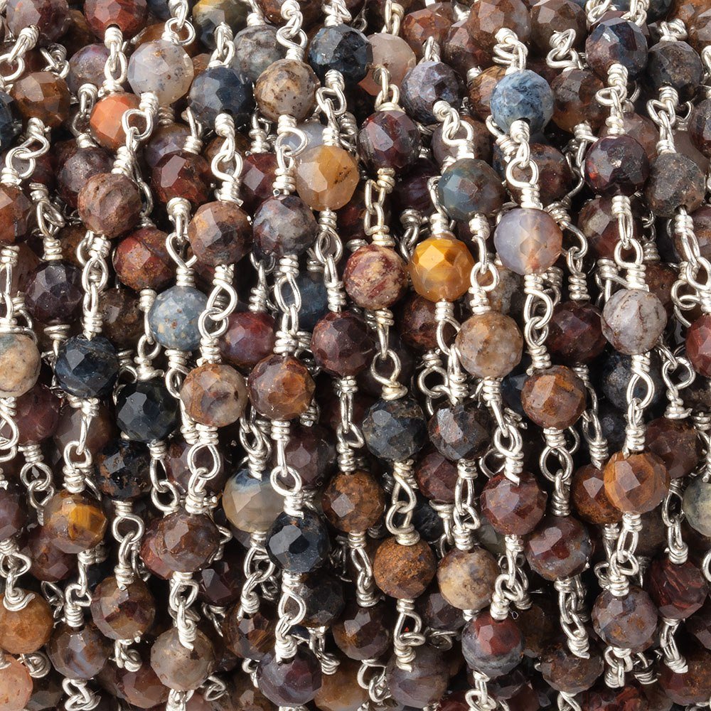 4mm Pietersite Micro Faceted Rounds on Silver Plated Chain (ONLINE ORDER ONLY)