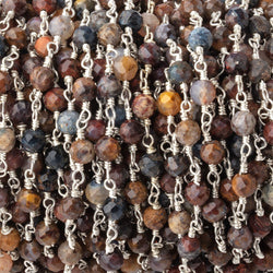 4mm Pietersite Micro Faceted Rounds on Silver Plated Chain (ONLINE ORDER ONLY)
