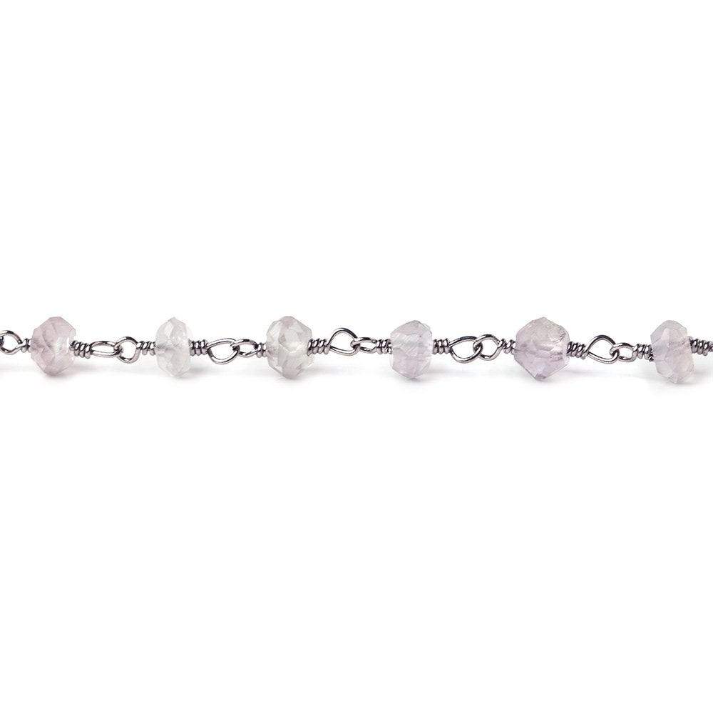 4mm Pink Amethyst faceted rondelle Black Gold plated Chain by the foot 38 pcs (ONLINE ORDER ONLY)