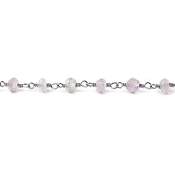 4mm Pink Amethyst faceted rondelle Black Gold plated Chain by the foot 38 pcs (ONLINE ORDER ONLY)