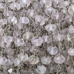 4mm Pink Amethyst faceted rondelle Black Gold plated Chain by the foot 38 pcs (ONLINE ORDER ONLY)