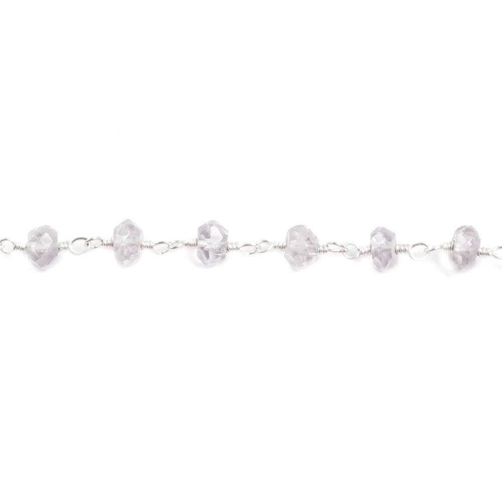 4mm Pink Amethyst faceted rondelle Silver plated Chain by the foot 39 pieces (ONLINE ORDER ONLY)