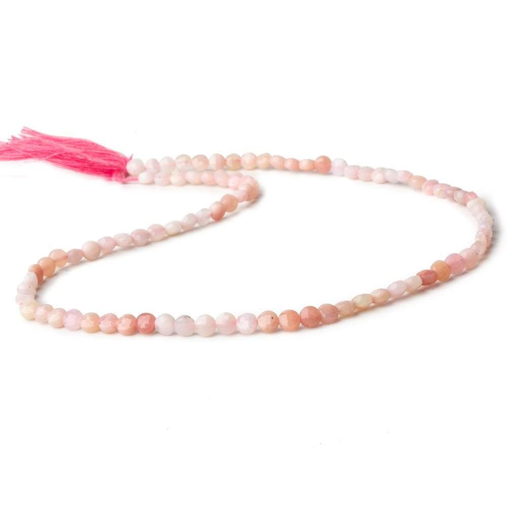 4mm Pink Peruvian Opal checkerboard calibrated faceted coins 12.5 inch 85 beads AAA (ONLINE ORDER ONLY)