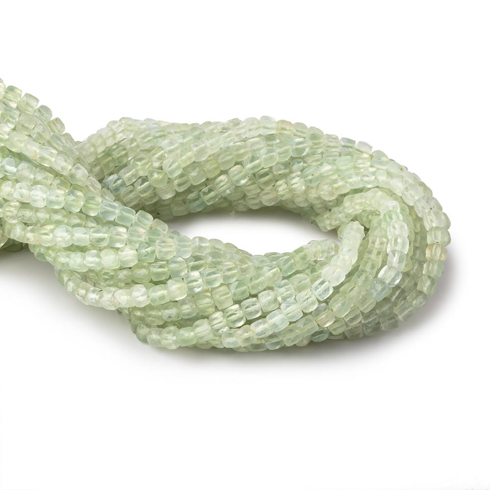 4mm Prehnite Micro Faceted Cube Beads 12 inch 80 pieces