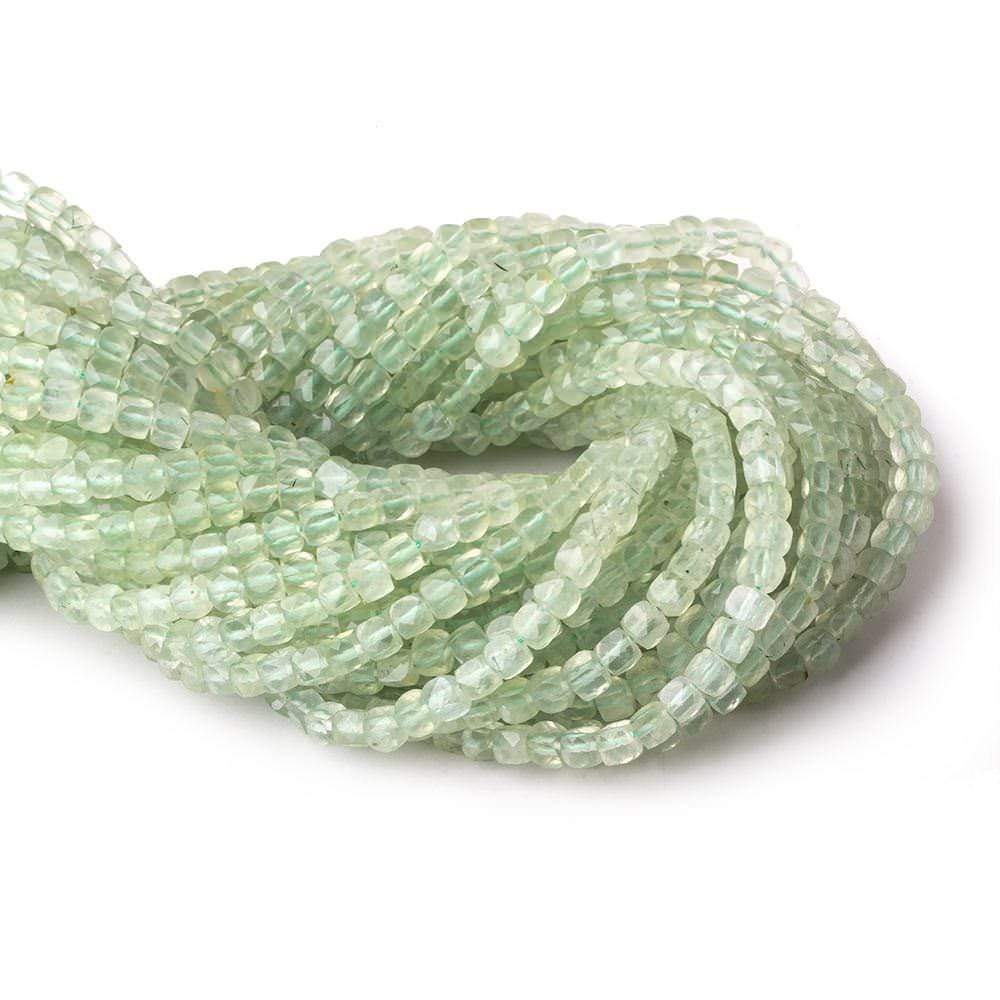 4mm Prehnite micro faceted cubes 12 inch 80 beads (ONLINE ORDER ONLY)