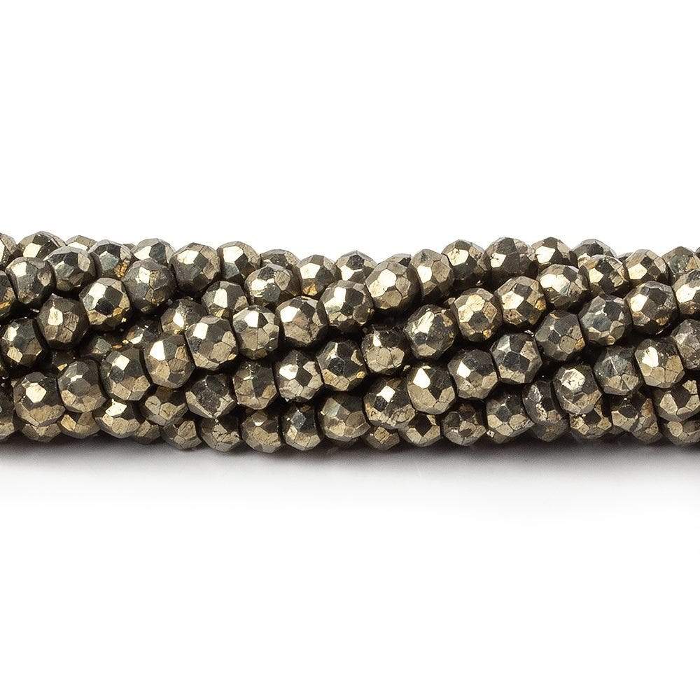 4mm Pyrite Faceted Rondelle 13 inch 100 Beads (ONLINE ORDER ONLY)