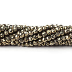 4mm Pyrite Faceted Rondelle 13 inch 100 Beads (ONLINE ORDER ONLY)