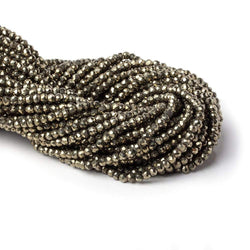 4mm Pyrite Faceted Rondelle 13 inch 100 Beads (ONLINE ORDER ONLY)