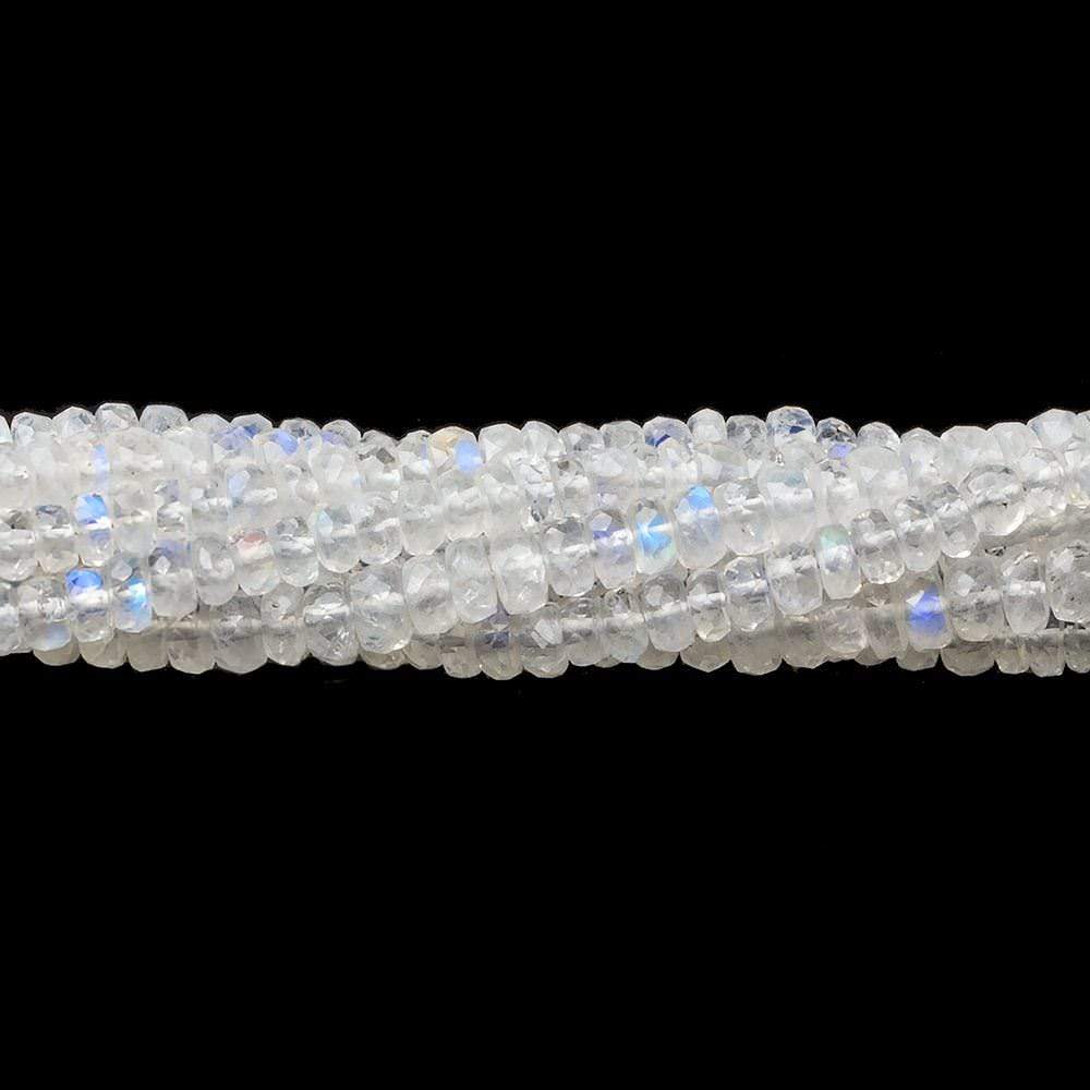 4mm Rainbow Moonstone Faceted Rondelle Beads 10 inch 105 beads AAA