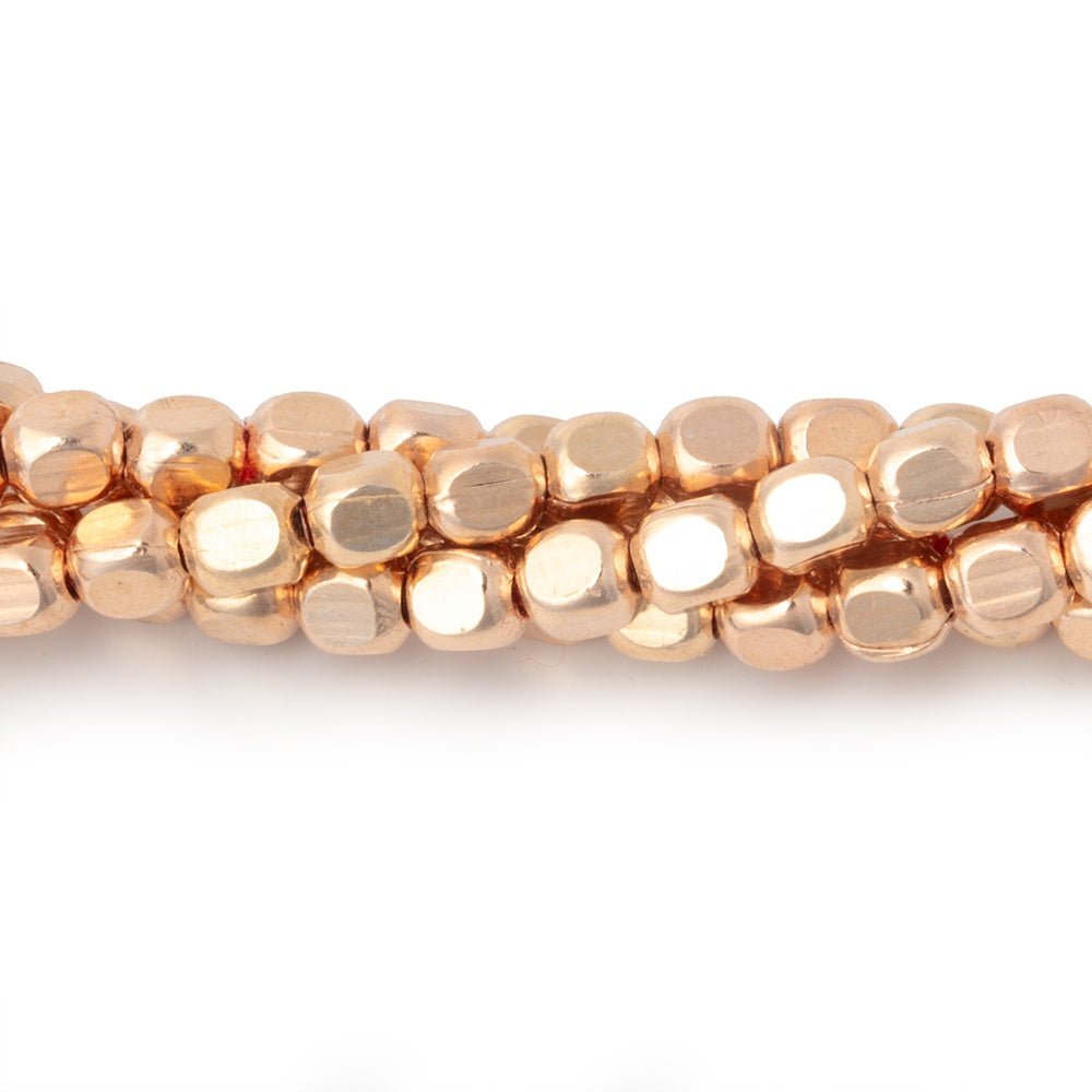 4mm Rose Gold plated Copper Plain Cube 8 inch 52 Beads (ONLINE ORDER ONLY)