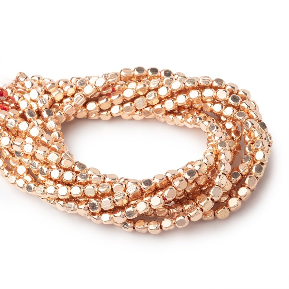 4mm Rose Gold plated Copper Plain Cube 8 inch 52 Beads (ONLINE ORDER ONLY)
