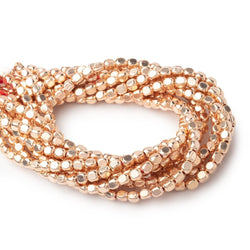 4mm Rose Gold plated Copper Plain Cube 8 inch 52 Beads (ONLINE ORDER ONLY)