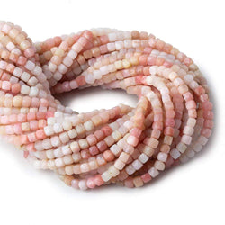 4mm Shaded Pink Peruvian Opal micro faceted cubes 12 inch 75 beads (ONLINE ORDER ONLY)