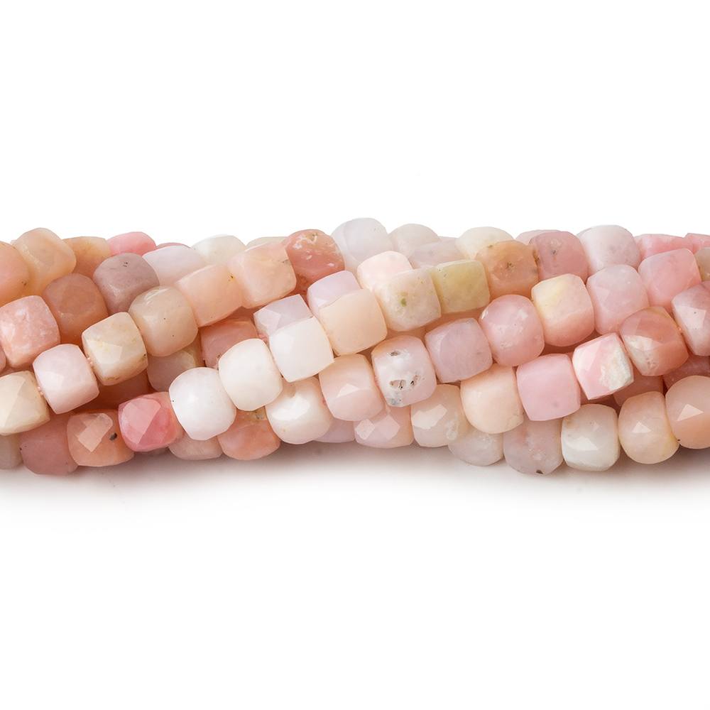 4mm Shaded Pink Peruvian Opal micro faceted cubes 12 inch 75 beads (ONLINE ORDER ONLY)