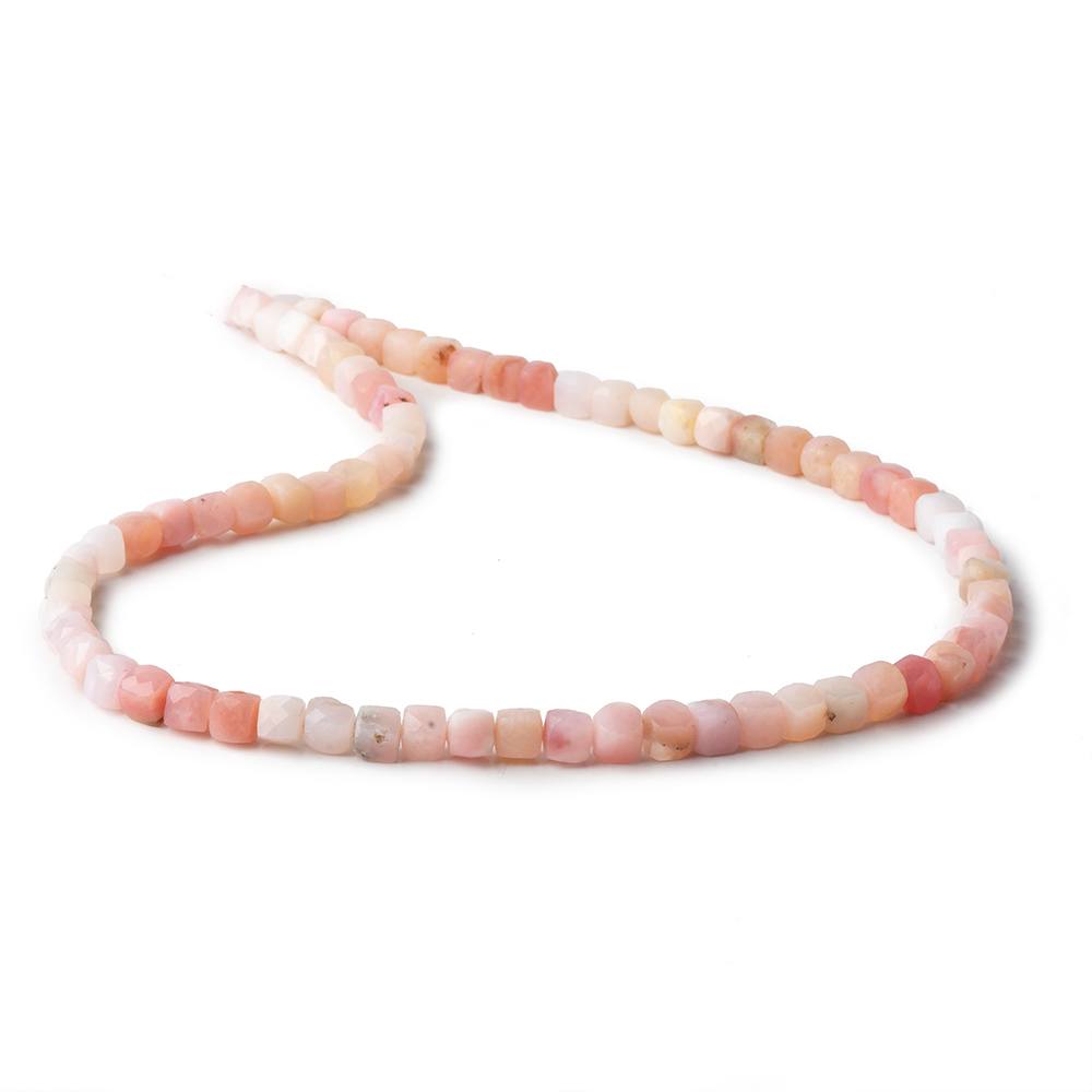 4mm Shaded Pink Peruvian Opal micro faceted cubes 12 inch 75 beads (ONLINE ORDER ONLY)