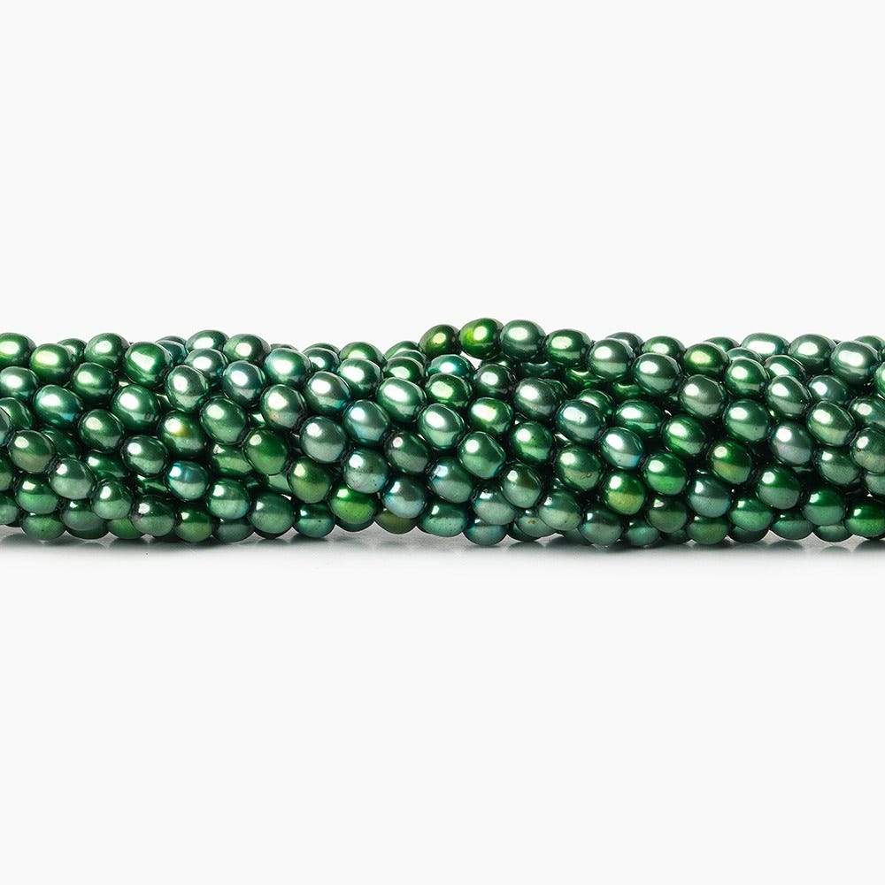 4x3mm Emerald Green Straight Drilled Oval Freshwater Pearl 15 inch 94 pcs (ONLINE ORDER ONLY)