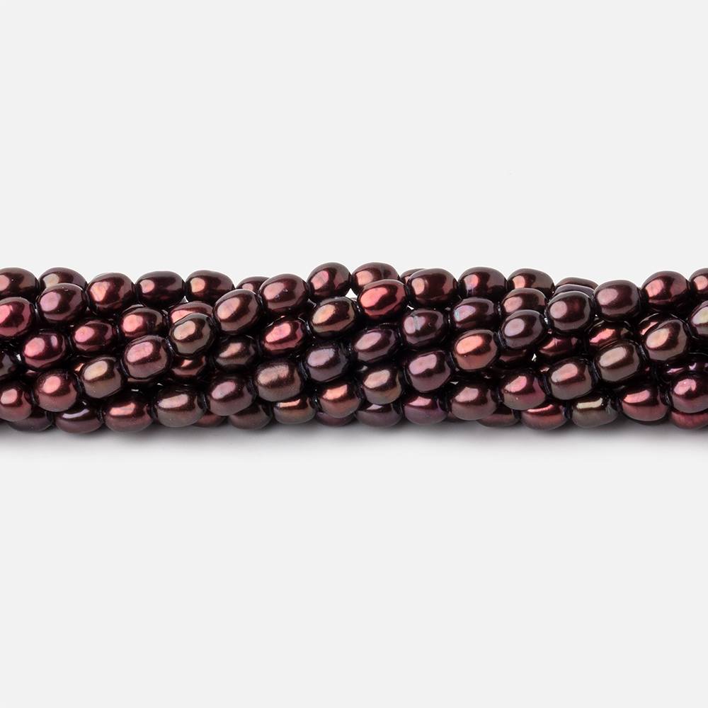 4x3mm Merlot Red Straight Drill Oval Freshwater Pearl Beads 15 inch 90 pieces