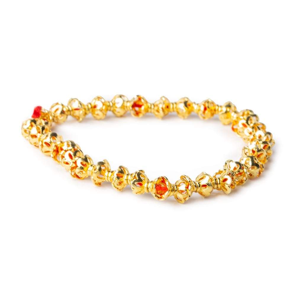 4x7mm 22kt Gold Plated Copper Bead Cap Flower Cut Petals 8 inch 68 pieces (ONLINE ORDER ONLY)