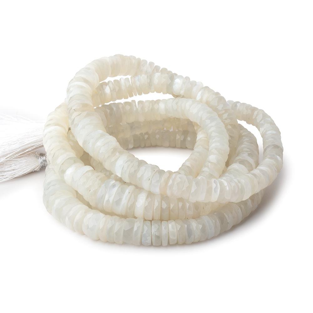 5-12mm Creamy White Moonstone Faceted Heishi Beads 16 inch 150 pieces (ONLINE ORDER ONLY)