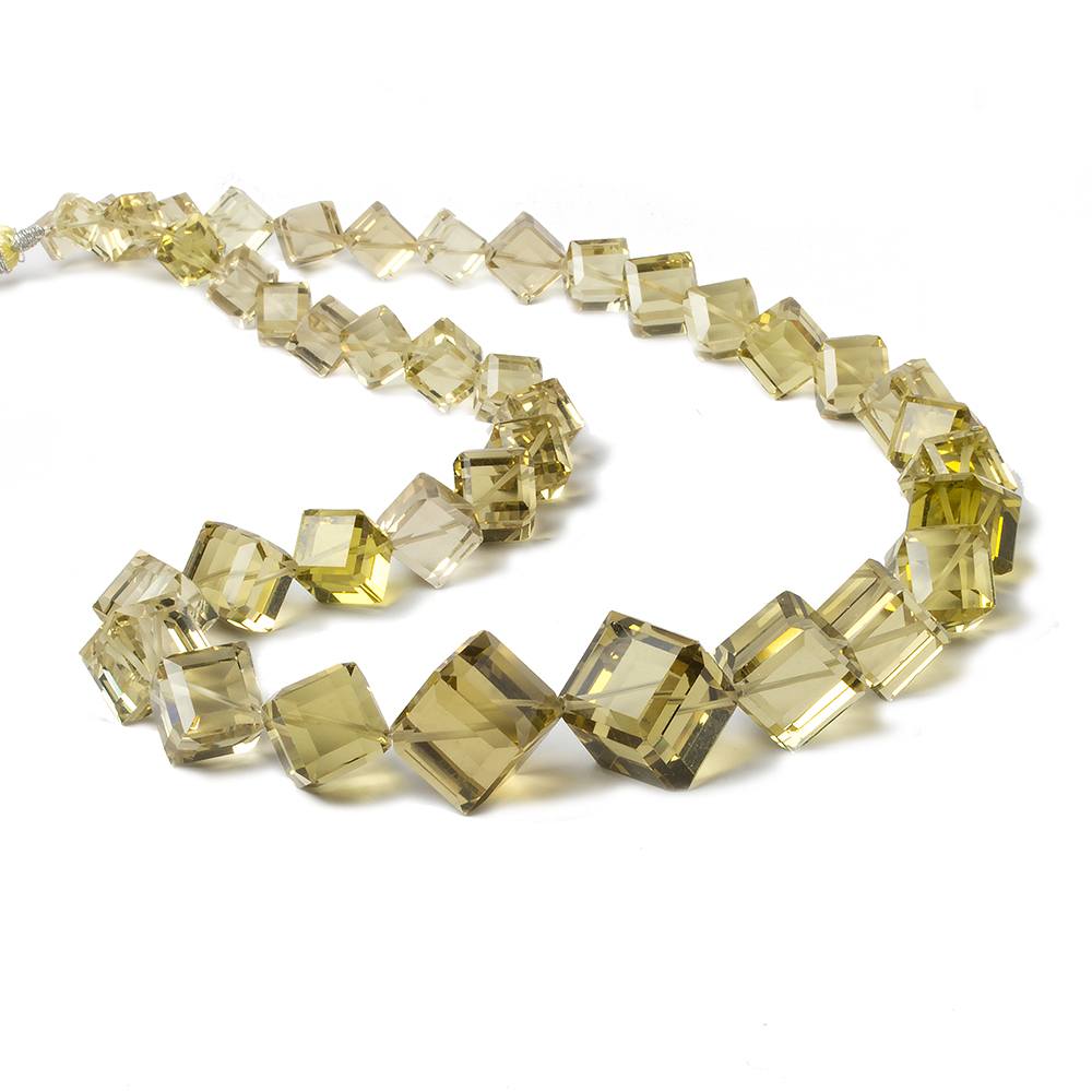 5-14mm Lemon Quartz Beveled Edge Cube beads 19 inch 41 pieces (ONLINE ORDER ONLY)