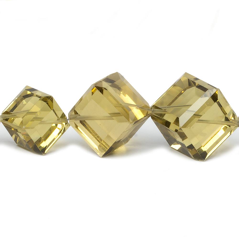 5-14mm Lemon Quartz Beveled Edge Cube beads 19 inch 41 pieces (ONLINE ORDER ONLY)