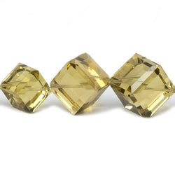 5-14mm Lemon Quartz Beveled Edge Cube beads 19 inch 41 pieces (ONLINE ORDER ONLY)