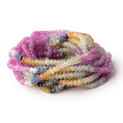5-5.5mm Multi Color Madagascar Sapphire Faceted Rondelle 18 inch 130 Beads AA (ONLINE ORDER ONLY)